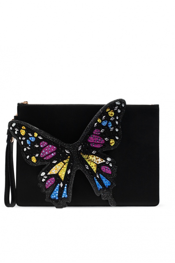 Jacquemus Belt Bags for Men Black Flossy clutch with butterfly wing motif Sophia Webster SchaferandweinerShops Canada